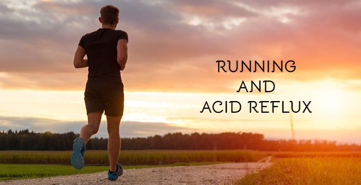 a man is running in the nature. Running trigger acid reflux