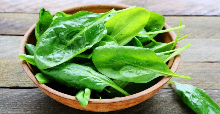 a bowl-ful spinach is on the table, spinach can cause kidney stones